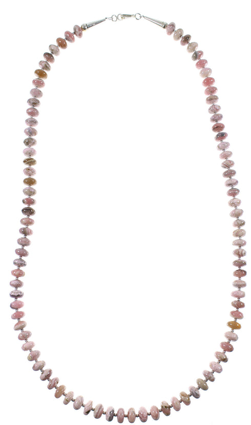 Rhodochrosite And Sterling Silver Native American Bead Necklace WX76867